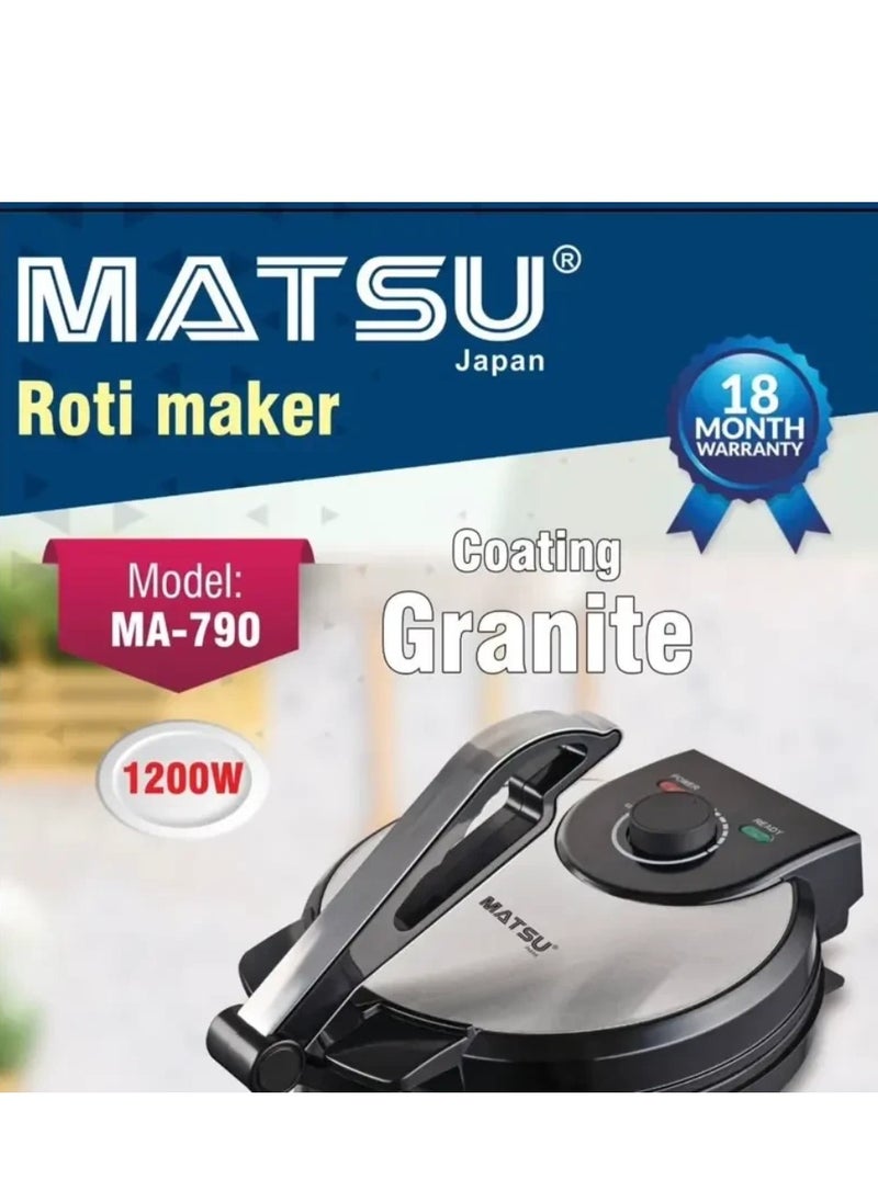 Generic MATSU 10-Inch Electric Roti Maker – 1200W Powerful Non-Stick Chapati Press with Durable Stainless Steel Body, Adjustable Temperature Control for Perfect Flatbreads, Dual Indicator Lights, Safety Lock, Easy Cleaning, Compact Design – 220-240V Home Kitchen Appliance  - Image 3