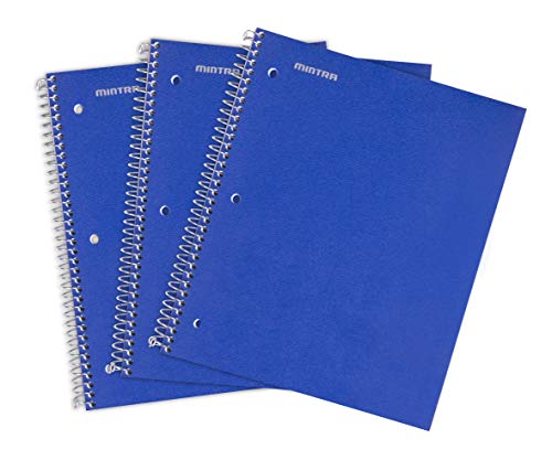 Mintra Office Durable Spiral Notebooks, 1 Subject, (Blue, Wide Ruled 3 Pack), 100 Sheets, Poly Pocket, Moisture Resistant Cover, Strong Chipboard back, For School, Office, Business - Image 1