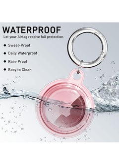 IINE Waterproof Airtag Holder 3 Pack Apple AirTags with Keychain AirTag Case for Luggage Dog Collar and Keys Anti-Scratch Full Body Protective Airtag Holder 3 Colors Pink/Clear/Blue  - Image 3