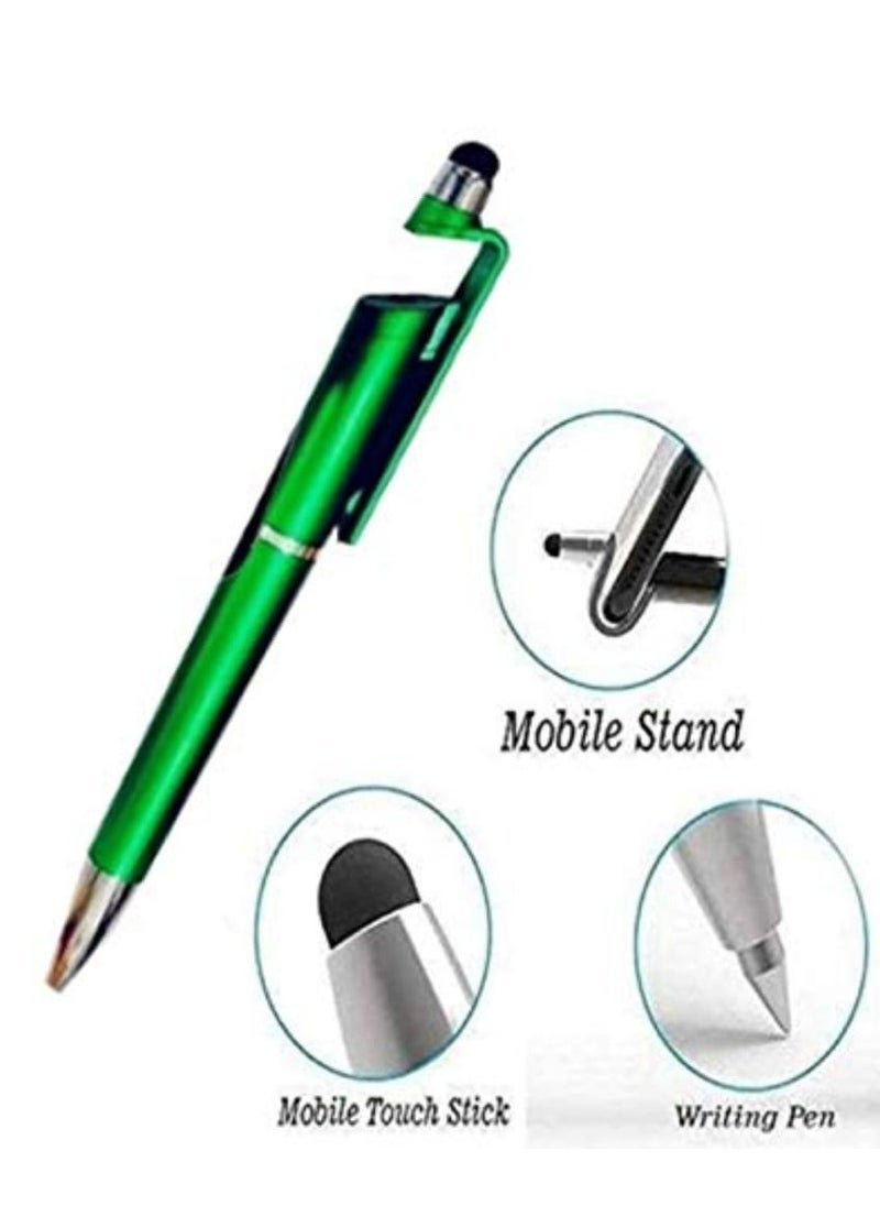 Generic - 3 * 1 touch pen with the function of a writing pen with a mobile holder and screen scanning for all mobile phones and tablets / 5 pieces, colors (blue - black - red - green - silver) - Image 1