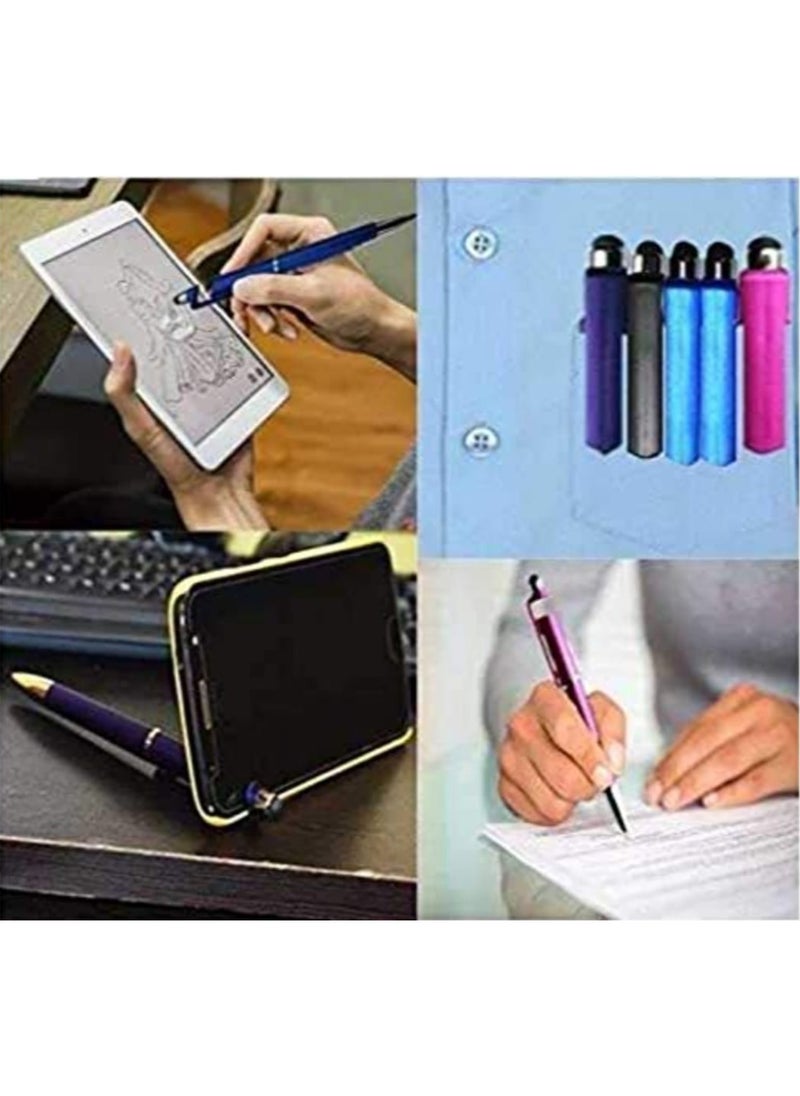 Generic - 3 * 1 touch pen with the function of a writing pen with a mobile holder and screen scanning for all mobile phones and tablets / 5 pieces, colors (blue - black - red - green - silver) - Image 1