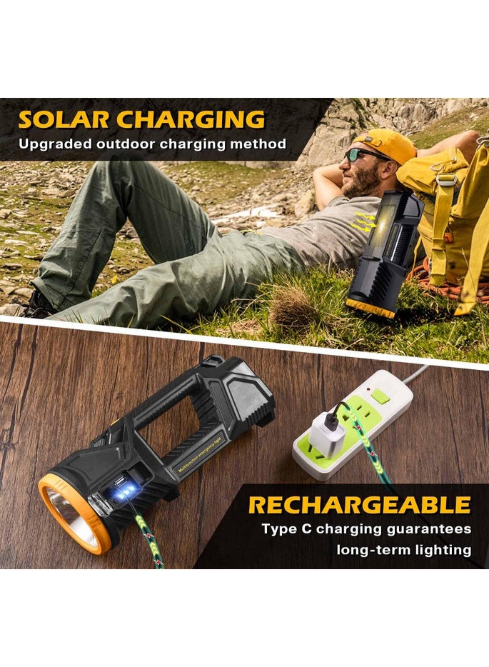 Rechargeable Solar Powered Searchlight, LED Fishing Flashlight with Rechargeable Solar Panels, Super Bright Lantern for Fishing, Marine and Camping - Image 4