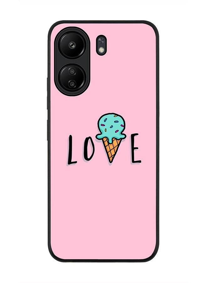 Stylizedd Rugged Black Edge Case for Xiaomi Redmi 13C 4G, Slim fit Soft Case Flexible Rubber Edges Anti Drop TPU Gel Thin Cover - LoveIcecream Cone - Image 1