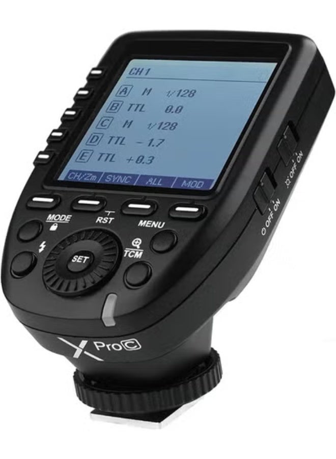 Godox Xpro-C TTL Wireless Flash Trigger Compatible for Canon EOS Cameras, Support 1/8000s HSS, 5 Dedicated Groups Buttons, Large Dot-Matrix LCD Display