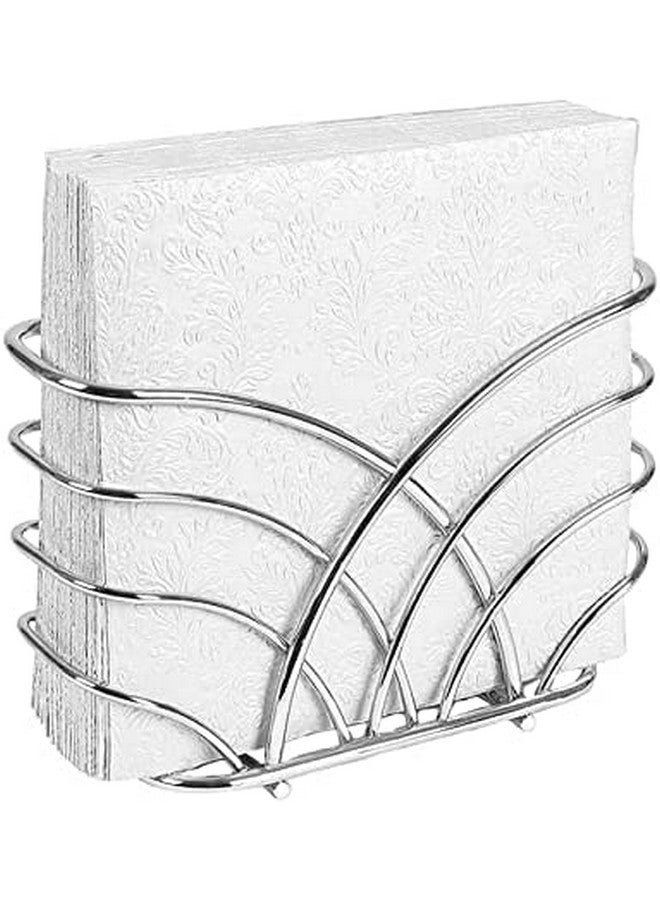 LEVIMETREE Silver Napkin Holder for Table - Decorative Napkin Holders for Paper Napkins, Kitchen Napkin Holder with Upright Storage, Fancy and Modern Stainless Steel Design, Servilleteros Para Mesas - Image 1