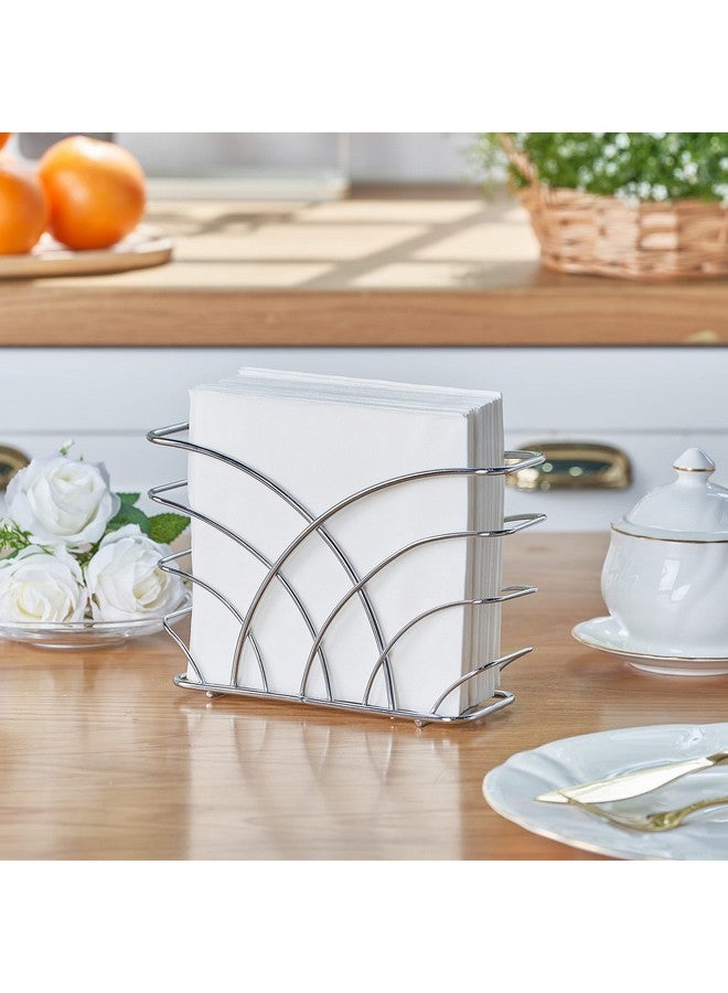 LEVIMETREE Silver Napkin Holder for Table - Decorative Napkin Holders for Paper Napkins, Kitchen Napkin Holder with Upright Storage, Fancy and Modern Stainless Steel Design, Servilleteros Para Mesas - Image 3