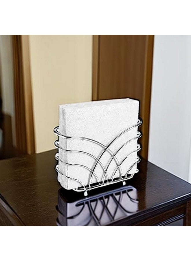 LEVIMETREE Silver Napkin Holder for Table - Decorative Napkin Holders for Paper Napkins, Kitchen Napkin Holder with Upright Storage, Fancy and Modern Stainless Steel Design, Servilleteros Para Mesas - Image 5