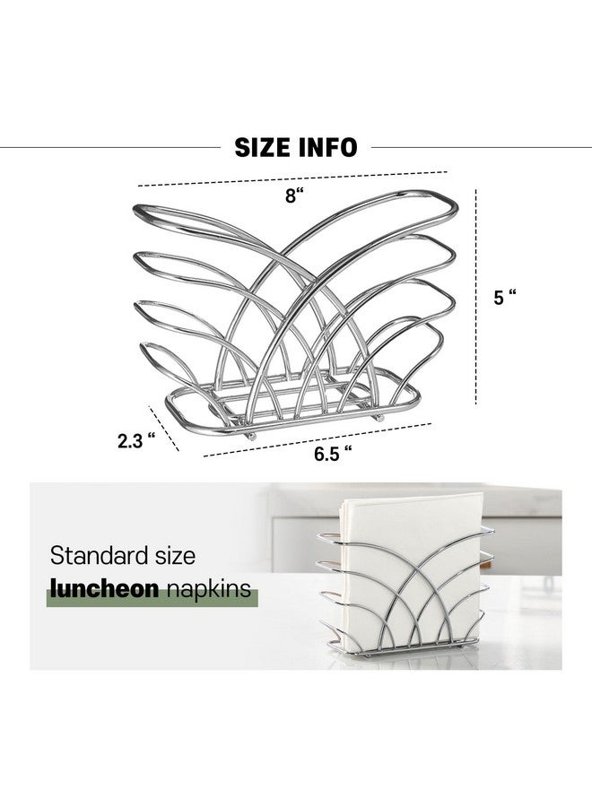 LEVIMETREE Silver Napkin Holder for Table - Decorative Napkin Holders for Paper Napkins, Kitchen Napkin Holder with Upright Storage, Fancy and Modern Stainless Steel Design, Servilleteros Para Mesas - Image 2