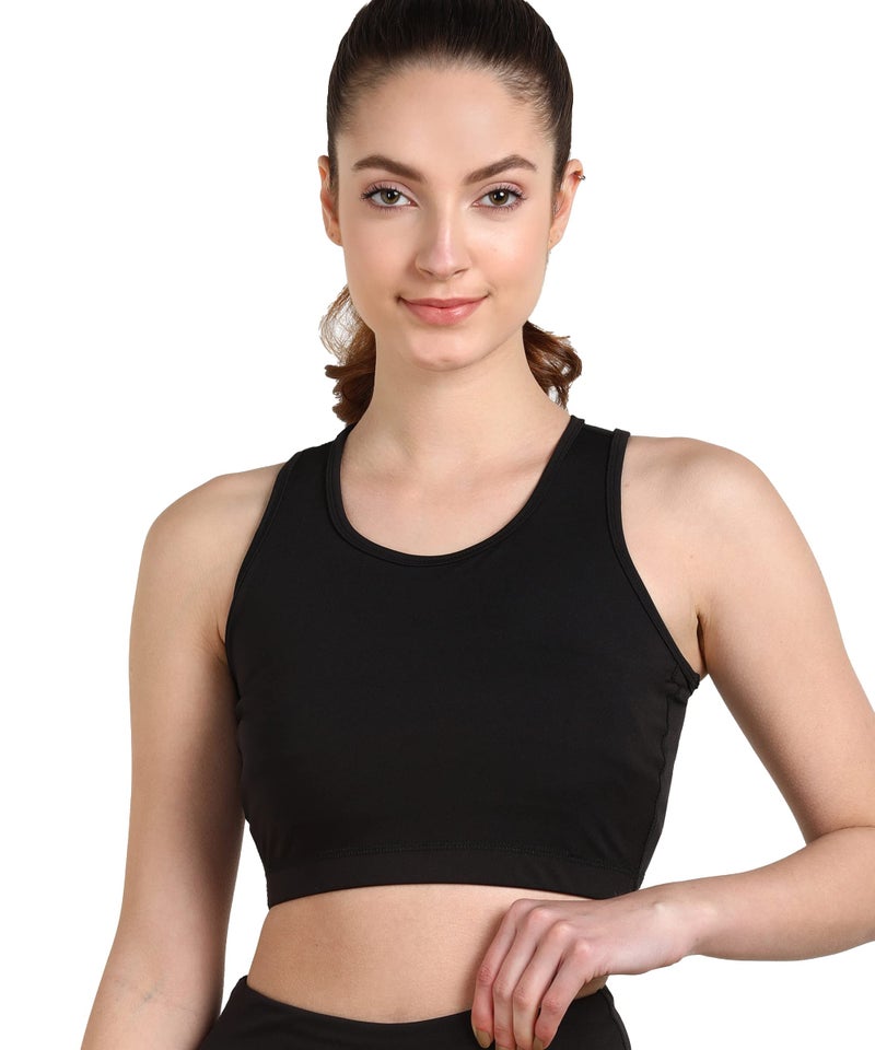 Rock Paper Scissors Women's Microfiber Non Padded Wire Free Sports Bra (ONSWG-Sportsbra-Black-L_Black_L) - Image 1