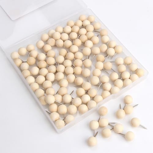 Yalis Wood Push Pins 120 Pcs,Decorative Wooden Thumb Tacks for Corkboard and Bulletin Board (120 pcs Map Tacks) - Image 2