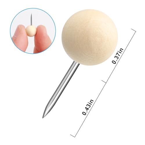 Yalis Wood Push Pins 120 Pcs,Decorative Wooden Thumb Tacks for Corkboard and Bulletin Board (120 pcs Map Tacks) - Image 3