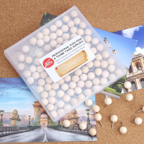 Yalis Wood Push Pins 120 Pcs,Decorative Wooden Thumb Tacks for Corkboard and Bulletin Board (120 pcs Map Tacks) - Image 4
