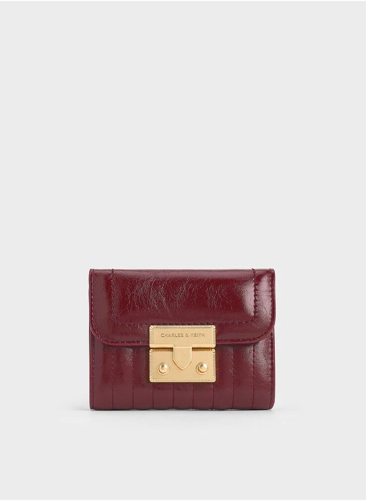 Charles & Keith Donna Crinkle-Effect Wallet - Burgundy  - Image 1