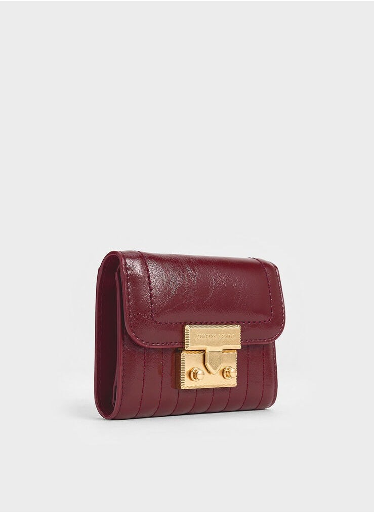 Charles & Keith Donna Crinkle-Effect Wallet - Burgundy  - Image 2