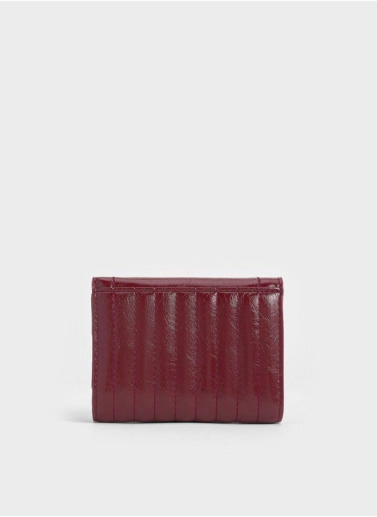 Charles & Keith Donna Crinkle-Effect Wallet - Burgundy  - Image 3