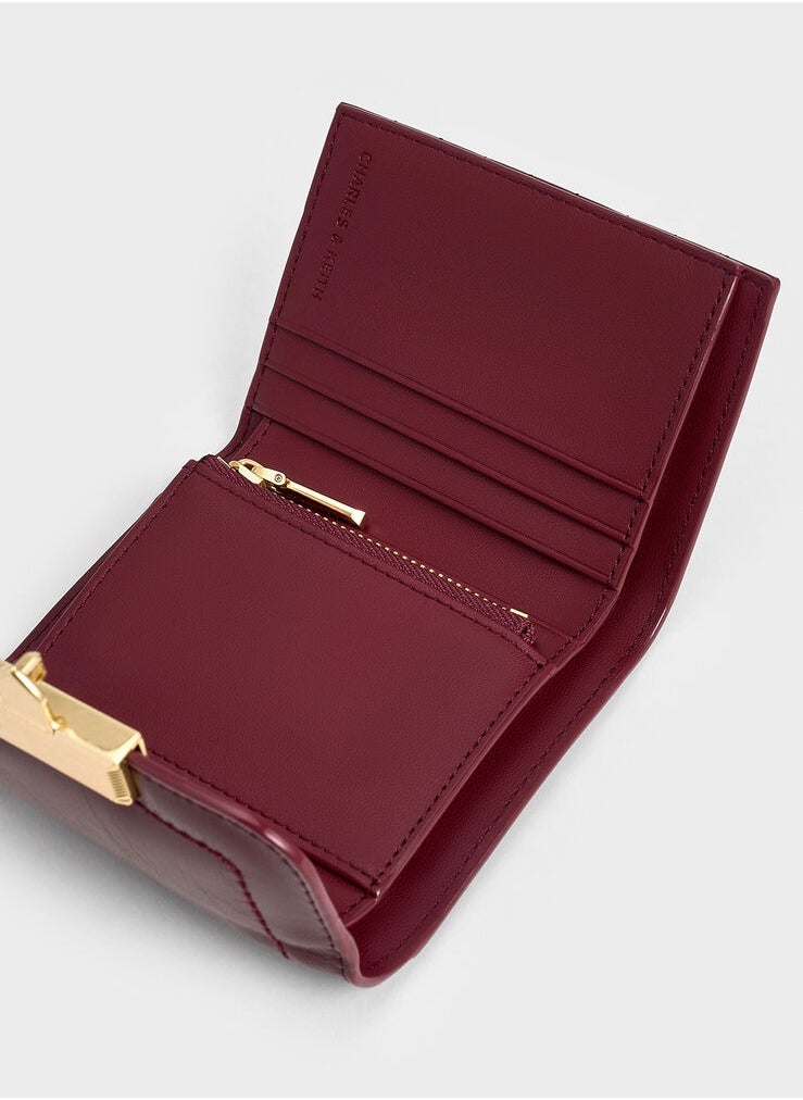 Charles & Keith Donna Crinkle-Effect Wallet - Burgundy  - Image 5
