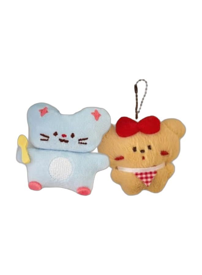 KAIRAY Cute cartoon toy-shaped keychain (Rice-eating Mouse plush toy pendant) & Cute cartoon toy-shaped keychain (dry brown - bow tie bear plush toy) Bundle - Image 1
