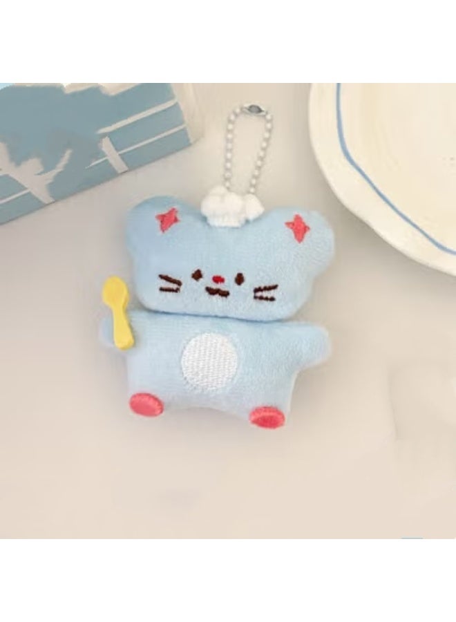 KAIRAY Cute cartoon toy-shaped keychain (Rice-eating Mouse plush toy pendant) & Cute cartoon toy-shaped keychain (dry brown - bow tie bear plush toy) Bundle - Image 2