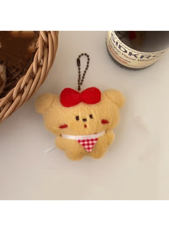 KAIRAY Cute cartoon toy-shaped keychain (Rice-eating Mouse plush toy pendant) & Cute cartoon toy-shaped keychain (dry brown - bow tie bear plush toy) Bundle - Image 3