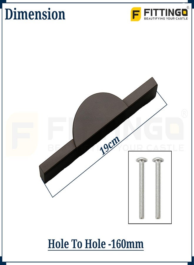 FITTINGO Polo 19 cm Aluminum Wardrobe Handle/Black TT Finish/160mm Hole to Hole/Modern Wardrobe & Cabinet Pull Handle for Home & Office Furniture/Wardrobe Door Handle - Pack of 2(Left & Right) - Image 3