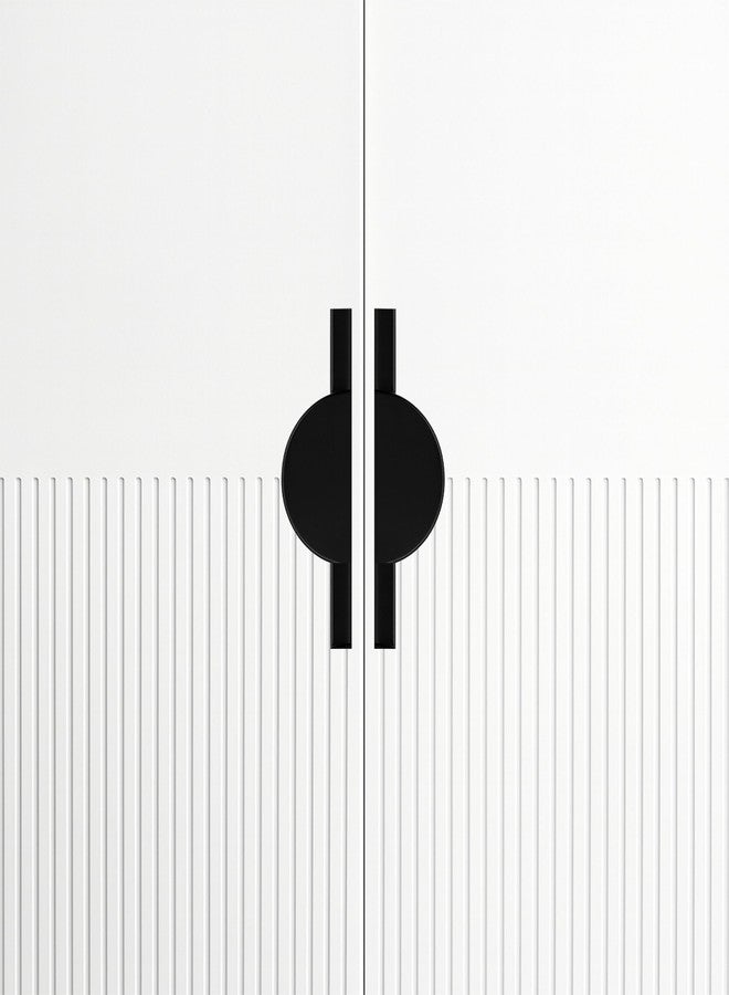 FITTINGO Polo 19 cm Aluminum Wardrobe Handle/Black TT Finish/160mm Hole to Hole/Modern Wardrobe & Cabinet Pull Handle for Home & Office Furniture/Wardrobe Door Handle - Pack of 2(Left & Right) - Image 1