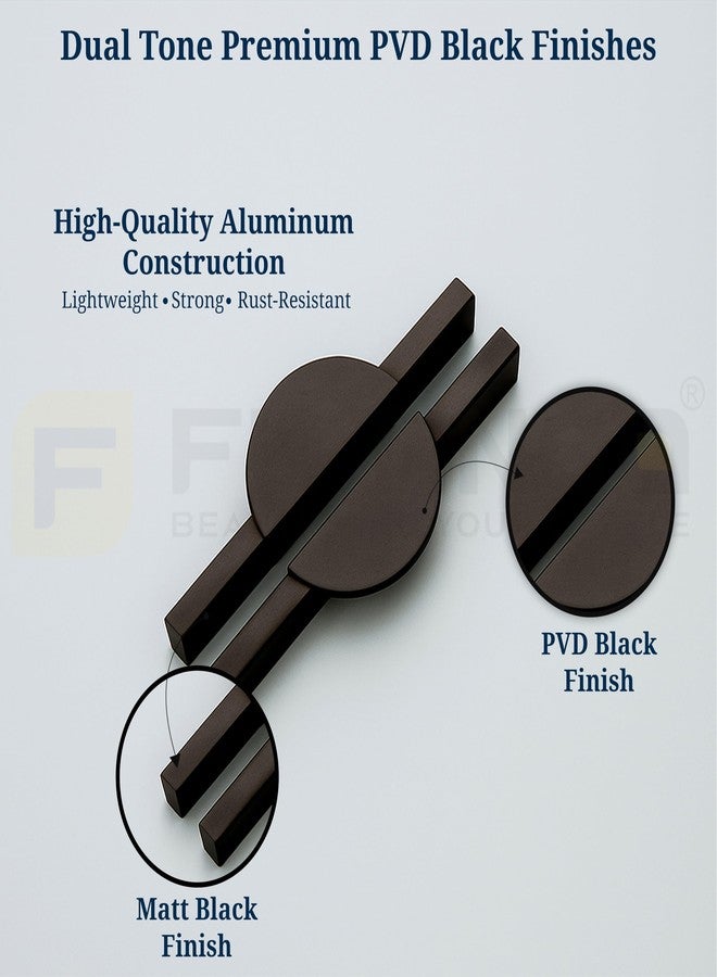 FITTINGO Polo 19 cm Aluminum Wardrobe Handle/Black TT Finish/160mm Hole to Hole/Modern Wardrobe & Cabinet Pull Handle for Home & Office Furniture/Wardrobe Door Handle - Pack of 2(Left & Right) - Image 5