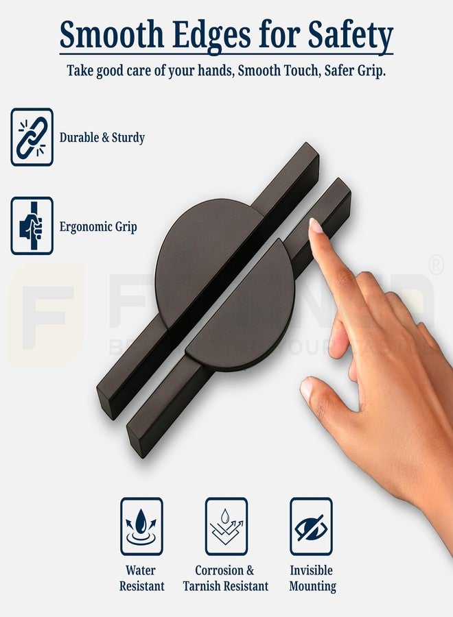 FITTINGO Polo 19 cm Aluminum Wardrobe Handle/Black TT Finish/160mm Hole to Hole/Modern Wardrobe & Cabinet Pull Handle for Home & Office Furniture/Wardrobe Door Handle - Pack of 2(Left & Right) - Image 4