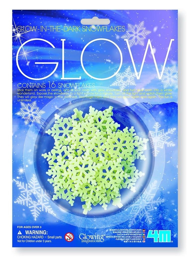 4M ٤ إم رقاقات الثلج المضيئة في الظلام – طقم أشغال يدوية وإبداعية مع قطع مضيئة للأطفال لتصميم وبناء واللعب بأشكال رقاقات الثلج المتلألئة، لعبة تعليمية ممتعة STEM للأطفال من عمر ٥ سنوات فأكثر | 00-05938