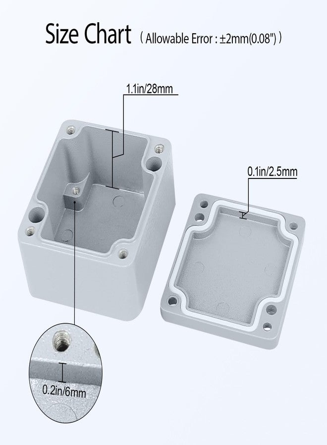 LeMotech Aluminum Alloy Metal Junction Box IP67 Waterproof Dustproof Small Electrical Box Outdoor Universal Enclosure Grey 2.5x2.2x1.3in (64x58x35mm) - Image 4