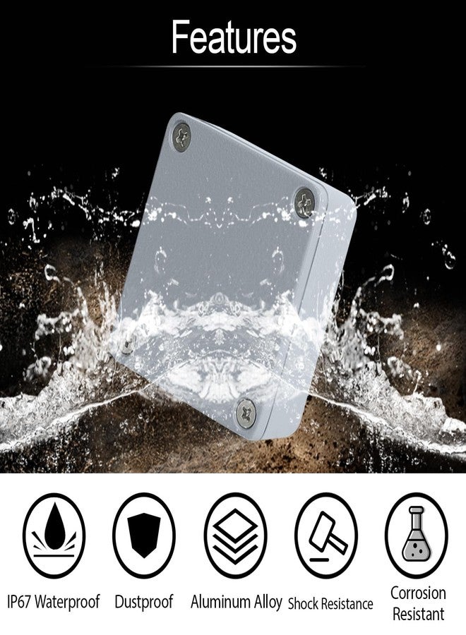 LeMotech Aluminum Alloy Metal Junction Box IP67 Waterproof Dustproof Small Electrical Box Outdoor Universal Enclosure Grey 2.5x2.2x1.3in (64x58x35mm) - Image 5