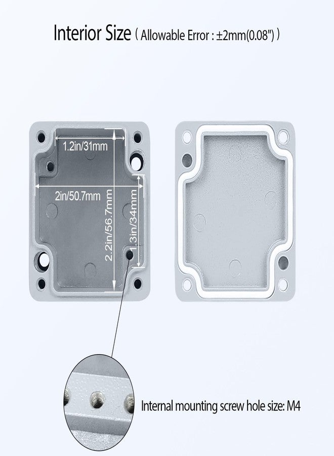 LeMotech Aluminum Alloy Metal Junction Box IP67 Waterproof Dustproof Small Electrical Box Outdoor Universal Enclosure Grey 2.5x2.2x1.3in (64x58x35mm) - Image 3