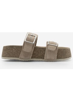 MARJIN Women's Genuine Leather Double Banded Cork Sole Casual Slippers Merga  - Image 2