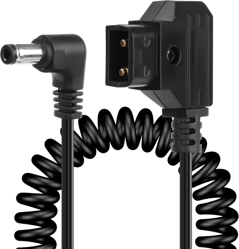 CERRXIAN DTap to Right Angled DC 12V Coiled CableReplacement Dtap to 12V DC5525 Barrel Jack Cable for Anton Bauer KIPRO LCD Black Magic Etc - Image 1
