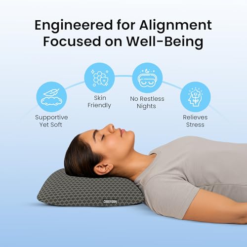 CareFoam Orthopedic Memory Foam Pillow for Comfortable Sleep, Neck & Shoulder Pain Relief with Removable Zipper Black Jacquard Cover 24 x 16 x 4 Inch Pack of 1 - Image 2