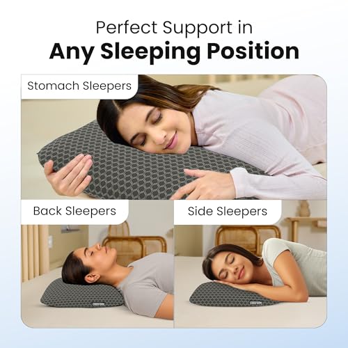 CareFoam Orthopedic Memory Foam Pillow for Comfortable Sleep, Neck & Shoulder Pain Relief with Removable Zipper Black Jacquard Cover 24 x 16 x 4 Inch Pack of 1 - Image 3