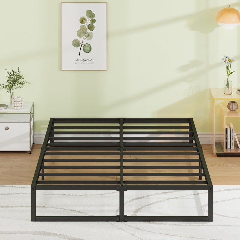 EMODA 12 Inch Full Size Bed Frame Heavy Duty Metal Platform No Box Spring Needed Easy Assembly Noise Free Black