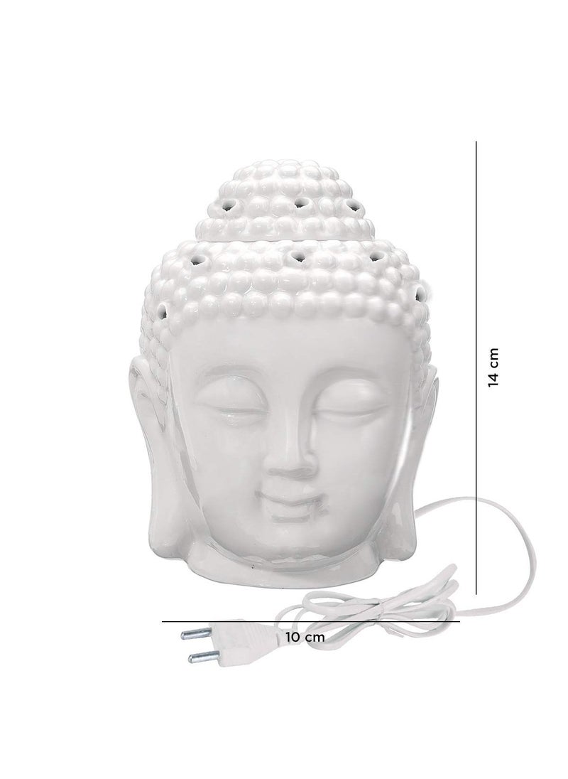 PeepalComm Ceramic Electric Buddha Aroma Diffuser Home Fragrance Night Lamp Light with Lavender Aroma Oil 10ml Each for Home Office Hotel Spa 10x10x14cm White  - Image 5