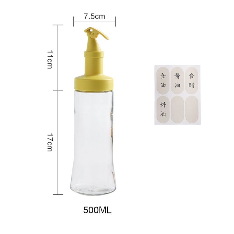 Baskety Vinegar and Olive Oil Leakproof Bottle Dispenser 500 ml High Temperature Resistant Clear Glass for Kitchen with Airtight Opening and Closing Spout 2pcs(Yellow) - Image 2