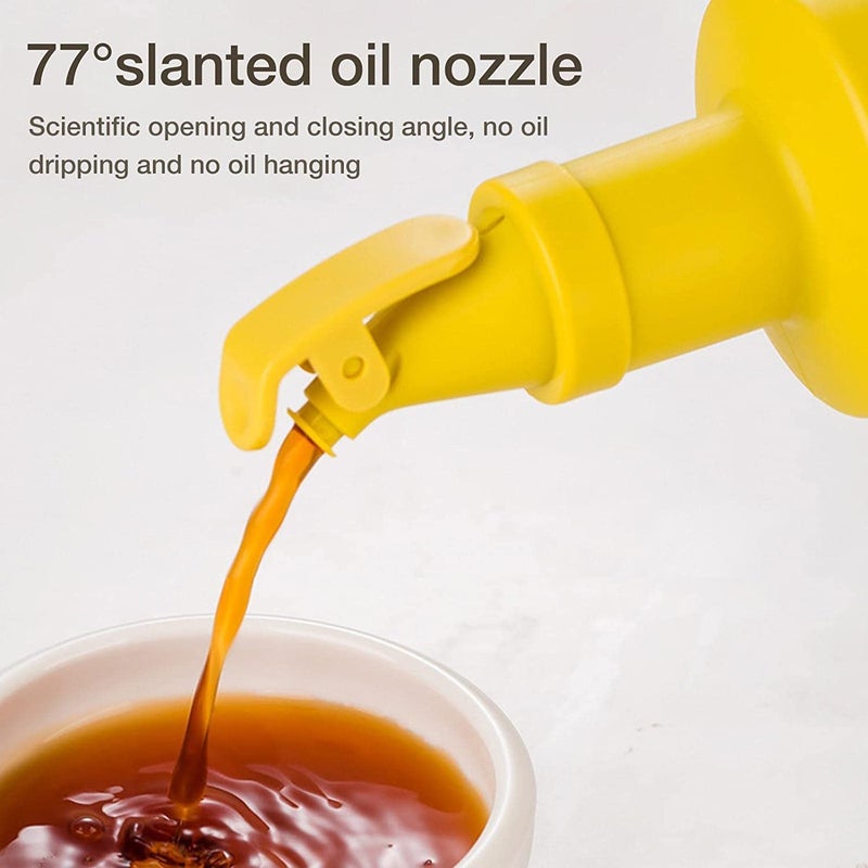 Baskety Vinegar and Olive Oil Leakproof Bottle Dispenser 500 ml High Temperature Resistant Clear Glass for Kitchen with Airtight Opening and Closing Spout 2pcs(Yellow) - Image 3