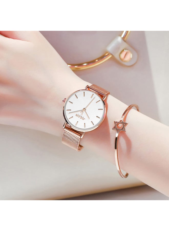 Julius Women'S Fashion Student Simple And Elegant Trendy Waterproof Quartz Ladies Watch Rose Gold White Dial Ja-1164Lc - Image 1