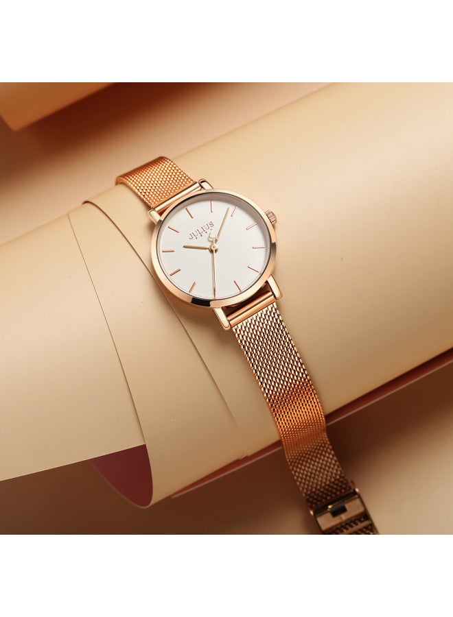 Julius Women'S Fashion Student Simple And Elegant Trendy Waterproof Quartz Ladies Watch Rose Gold White Dial Ja-1164Lc - Image 3