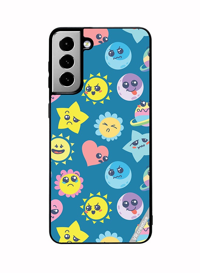 VR CREATIVE Protective Case Cover For Samsung Galaxy S21 FE 5G Various Cartoon Emoticons Design Multicolour - Image 1