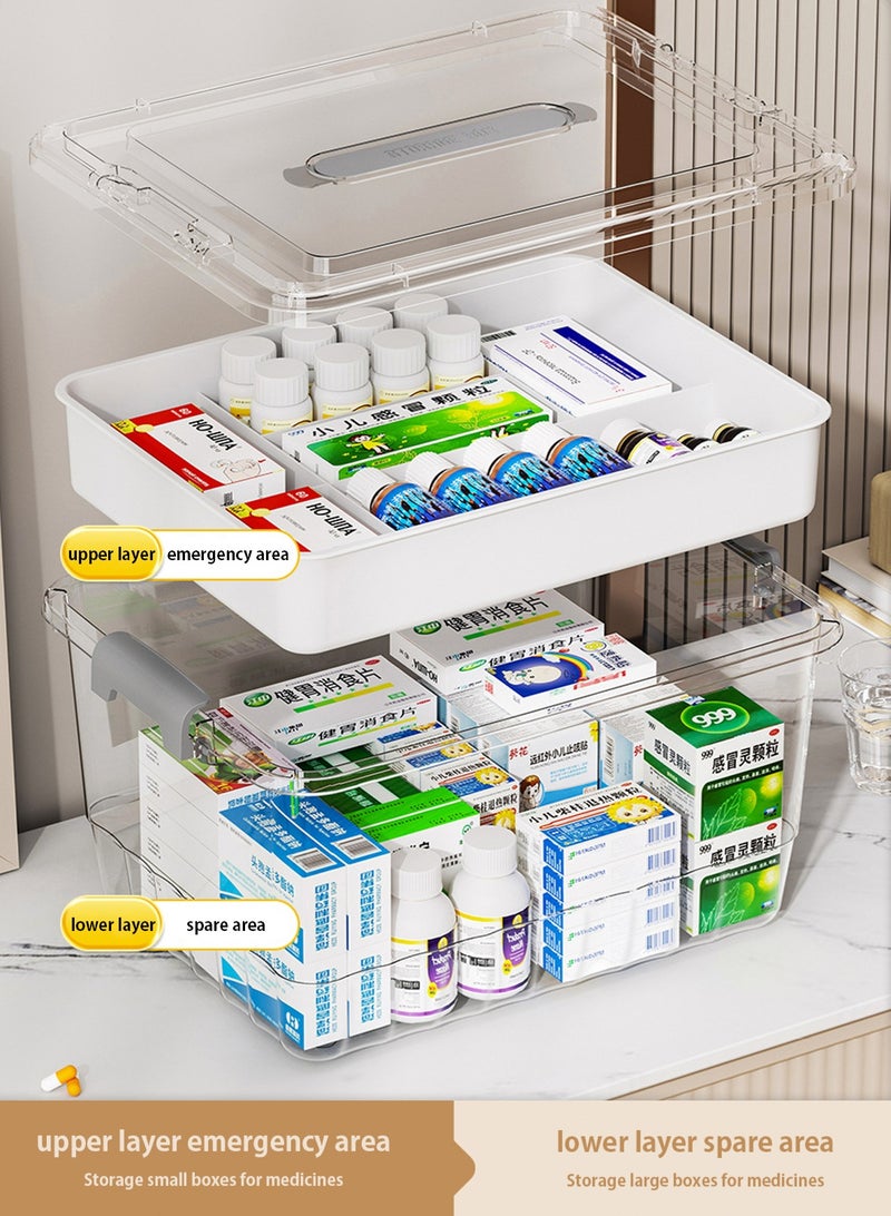 LOOPITYS Storage Box with 2-layer partitioned Removable Tray Craft Organizers and Storage Clear Storage Container for Organizing Bead, Organizing Tool, Organizing Sewing,Organizing toy,Organizing medicine box - Image 1