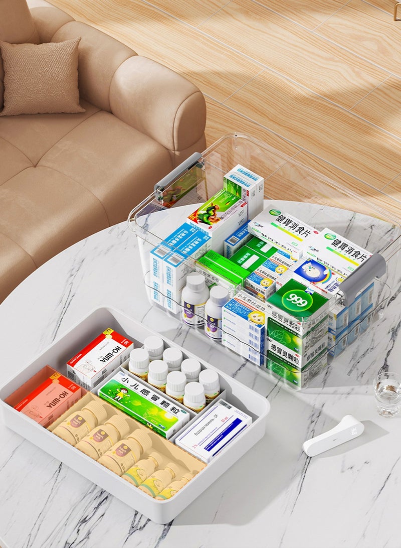 LOOPITYS Storage Box with 2-layer partitioned Removable Tray Craft Organizers and Storage Clear Storage Container for Organizing Bead, Organizing Tool, Organizing Sewing,Organizing toy,Organizing medicine box - Image 2