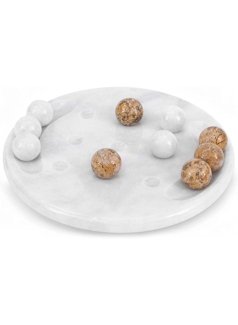 راديكالن لعبة تيك تاك تو من راديكالن ماربل، مقاس 10 بوصات، باللونين الأبيض والمرجاني، مصنوعة يدويًا، ألعاب لوحية داخلية وخارجية للكبار والعائلة - لعبة ديكورية للهدايا والسفر وديكور الطاولة - Image 1