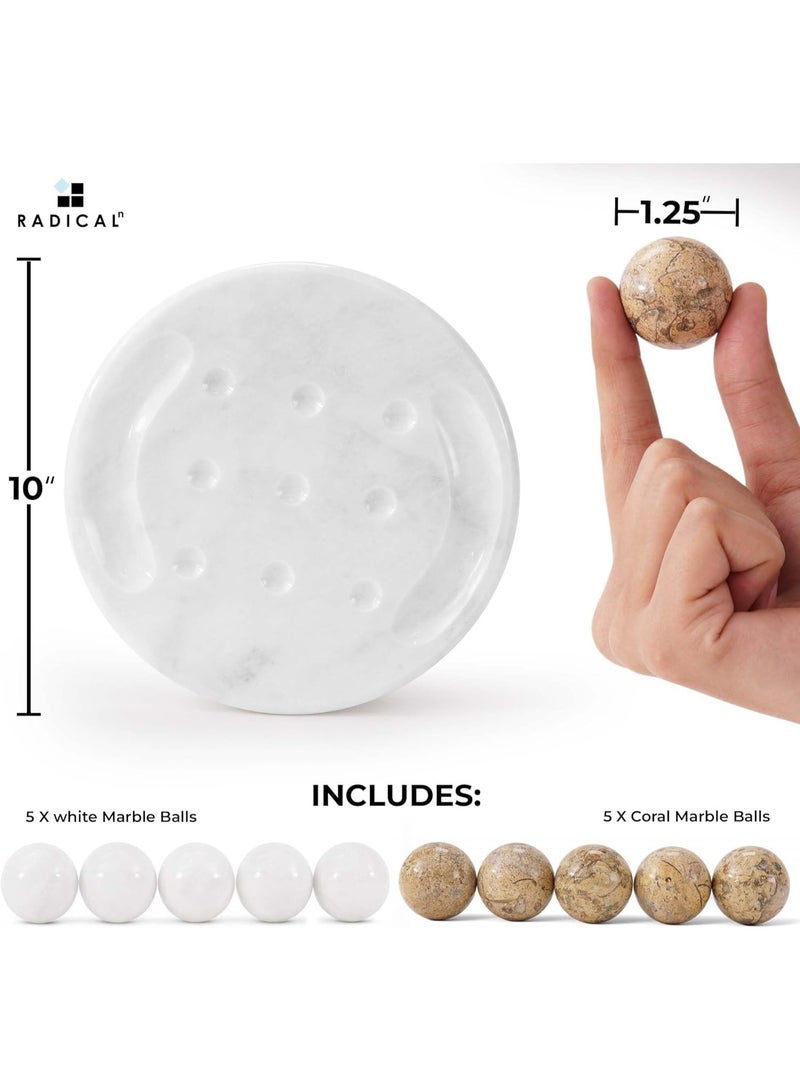 راديكالن لعبة تيك تاك تو من راديكالن ماربل، مقاس 10 بوصات، باللونين الأبيض والمرجاني، مصنوعة يدويًا، ألعاب لوحية داخلية وخارجية للكبار والعائلة - لعبة ديكورية للهدايا والسفر وديكور الطاولة - Image 3