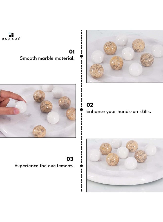 راديكالن لعبة تيك تاك تو من راديكالن ماربل، مقاس 10 بوصات، باللونين الأبيض والمرجاني، مصنوعة يدويًا، ألعاب لوحية داخلية وخارجية للكبار والعائلة - لعبة ديكورية للهدايا والسفر وديكور الطاولة - Image 5