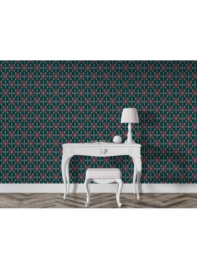 Home Gallery Pattern Unique Traditional Ethnic Fabric Wallpaper Covers An Area ​​Up To 4.2Mx3M With Adhesive  And Smoothing Tool - Image 5