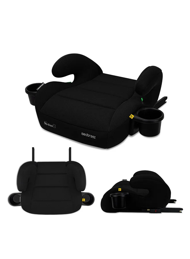 neobreez i-SANFARO ISOFIX Backless Booster Car Seat, Double Padded Foam, Compact, Lightweight&Portable Travel Kids Childrens Toddler Booster Seat, Arm Rest Seat, 2 Cup Holder, ECER129, 6-12Yrs, 22-36Kg