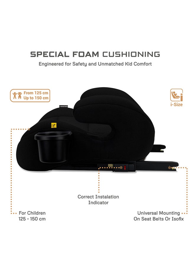 neobreez I-Sanfaro I-Size Isofix Backless Booster Car Seat, Double Padded Foam, Compact, Lightweight & Portable Kids Car Seat, Arm Rest Seat, 2 Cup Holder, Ecer129 (6-12Yrs, 125-150Cm, 22-36Kg, 2Yrs Warranty)  - Image 2